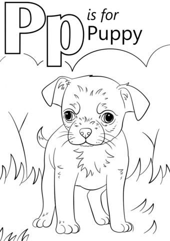 Letter P Is For Puppy Coloring Page